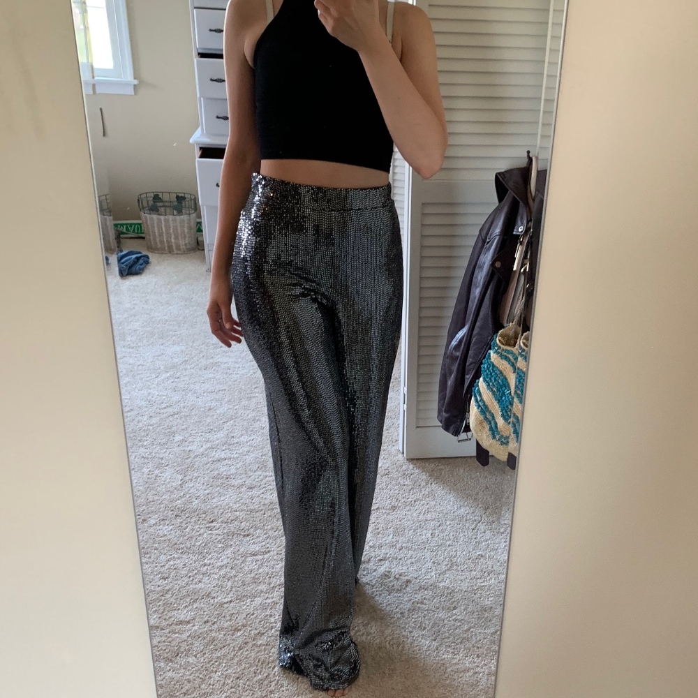 NWT Windsor Metallic Sequin Palazzo Pants Sz M